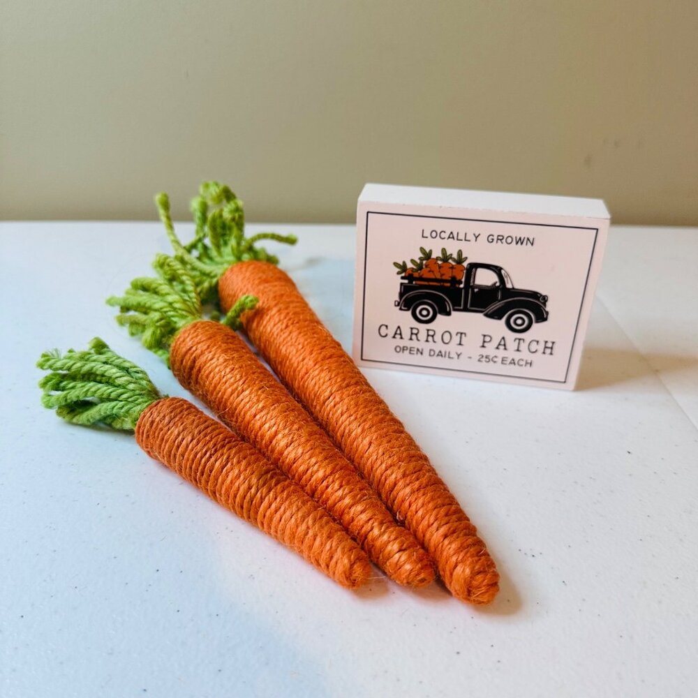 Carrot decoration set of 3 and Carrot Patch Easter decoration Carrot tiered tray